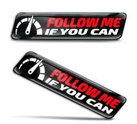 Biomar Labs 2 x 3D Gel Adesivi in Silicone Adesivi per Paraurti Decalcomanie Emblema Distintivo Auto Tuning per auto Moto Casco Nero Bianco Rosso Seguimi Se Puoi Follow Me If You Can KS 131
