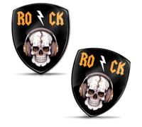 Biomar Labs 2 x 3D Silicone Adesivi Emblema per Auto Moto Finestrìno Scooter Bici Motociclo Tuning Musica Rock Con Teschi KS 198