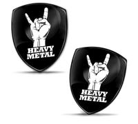 Biomar Labs 2 x 3D Silicone Adesivi Emblema per Auto Moto Finestrìno Scooter Bici Motociclo Tuning Nero Segno Della Nano Di Metallo Pesante Heavy Metal Musica KS 7