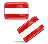 Biomar Labs® 2 x 3D Silicone Adesivi Resinati Bandiera Nazionale Austriaca Austria per Auto Moto Finestrìno Scooter Bici Motociclo Tuning F 37