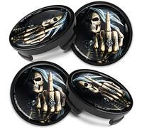 Biomar Labs 4 x 54 mm Tappi Compatibile con Ford Coprimozzo Centrale Cerchioni Copricerchi della Ruota per Cerchi in Lega Teschio Skull CF 25