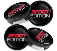 Biomar Labs 4 x 54 mm Tappi Compatibile con Ford Coprimozzo Centrale Cerchioni Copricerchi della Ruota per Cerchi in Lega Edizione Sportiva Nero Rosso Argento CF 60