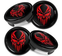 Biomar Labs 4 x 54 mm Tappi Compatibile con Ford Coprimozzo Centrale Cerchioni Copricerchi della Ruota per Cerchi in Lega Teschio Skull Rosso CF 66