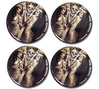 Biomar Labs® 4 x 55mm 3D Adesivi in Silicone per Coprimozzo Cerchione Copricerchi Tappi Ruote Auto Tuning Teschio Cranio Carte Poker Skull Sexy Girls A 4655