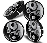 Biomar Labs 4 x 60 mm Coprimozzo Ruote Tappi Centrali Copricerchi per Cerchi in Lega Plastica ABS Auto Logo Stemma Universale Tuning Teschio Simbolo Yin Yang C 82