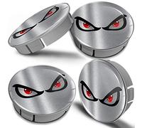 Biomar Labs 4 x 60 mm Coprimozzo Ruote Tappi Centrali Copricerchi per Cerchi in Lega Plastica ABS Auto Logo Stemma Universale Tuning Occhi Inquietanti In Argento CS 16