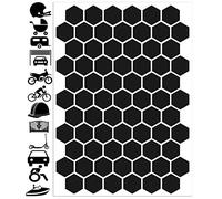Biomar Labs® 71pcs x PVC Adesivi Rifrangenti Reflective Segnaletici Riflettenti per Sicurezza Notturna, Nero per Casco Passeggino Carovana Garage Bicicletta Scooter Motocicletta Recinto la Barca D 52