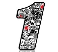Biomar Labs® Adesivo Sticker Numero Racing 1 Gara DC Sticker Bomb Auto Moto Cross Rally Sport Tuning N 341