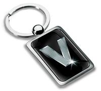 Biomar Labs® Portachiavi in Metallo con Lettere dell'alfabeto A-Z Personalizzabile, in Argento, Regalo per Uomo e Donna, Lettera V, KK 100