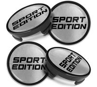 Biomar Labs Set Coprimozzi 54 mm 4 Pezzi Tappi Centrali Ruota Universali per Cerchi in Lega Auto Plastica Resistente per Ricambio Mozzo e Styling Esterno (Edizione Sportiva In Argento-Nero CF 59)