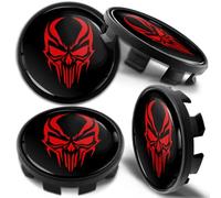 Biomar Labs Set Coprimozzo 68 mm 4 Pezzi Tappi Centrali Universali per Cerchi in Lega Coprimozzi Auto in Plastica Resistente Styling Esterno Tuning (Teschio In Rosso-Nero CB 55)