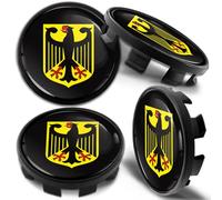 Biomar Labs Set Coprimozzo 68 mm 4 Pezzi Tappi Centrali Universali per Cerchi in Lega Coprimozzi Auto in Plastica Resistente Styling Esterno Tuning (Aquila In Nero-Giallo CB 67)