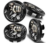 Biomar Labs Set Coprimozzo 68 mm 4 Pezzi Tappi Centrali Universali per Cerchi in Lega Coprimozzi Auto in Plastica Resistente Styling Esterno Tuning (Teschio CB 33)