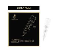 BIOMASER - Aghi per cartuccia di trucco semipermanente, 10 aghi per tatuaggio, adatti per macchina trucco permanente penna T100 P1 X1 per sopracciglio, eyeliner, contorno labbra (7RS-0,3 mm)