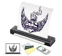 Biomaser Bluetooth Tattoo Transfer Stencil Machine Stampante per Tatuaggi Fotocopiatrice Disegno (Adatta per iOS, Android e PC) Thermal Stencil Maker con 15 pezzi di Carta Transfer per Tatuaggi