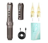 Biomaser U1 Wireless Semi Permanente Trucco Macchina per Trucco Permanente 6 Tempi Penna Wireless Regolabile con 2 1000mAh Batteria Display OLED per Trucco Permanente (Caffè)