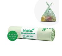 bioMat Sacchetti Compostabili 20l con Manici per Umido, 26 Sacchi, Qualità Premium, Certificati DINplus, Neutrali dal Punto di Vista Climatico, Made in Germany