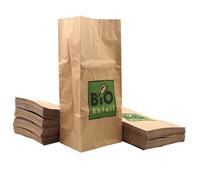 bioMat Sacchetti di Carta Compostabili 15l, 260 Sacchetti di Carta Kraft, a 2 veli, Resistenti all'Umidità, Doppio Fondo