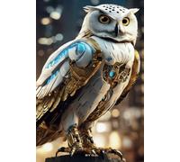 Biomechanical Snowy Owl Notebook: Writing Journal For Sci-Fi and Fantasy Lovers Unique Mechanical Animal Design For Gift