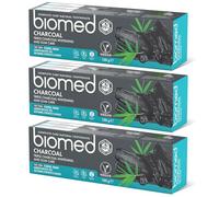 Biomed Charcoal 98% Dentifricio sbiancante naturale | Cura della gengiva, carbone di bambù | Vegano, privo di SLES 100 g (3 x 100g)