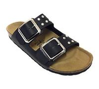 BIOMODEX CIABATTA DONNA A DUE FASCE BORCHIATE, REGOLABILI CON FIBBIE E SOTTOPIEDE ANATOMICO IN PELLE (nero, numeric_39)