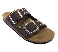 BIOMODEX CIABATTA DONNA A DUE FASCE BORCHIATE, REGOLABILI CON FIBBIE E SOTTOPIEDE ANATOMICO IN PELLE (marrone, numeric_38)