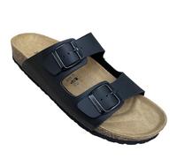 BIOMODEX CIABATTE ciabatte Donna in EcoPelle doppia fibbia 0081 sottopiede in pelle ciabatta aperta made in italy (nero, Sistema Taglie Calzature EU, Adulto, Donna, Numero, Media, 37)