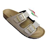 BIOMODEX CIABATTE ciabatte Donna in EcoPelle doppia fibbia 0081 sottopiede in pelle ciabatta aperta made in italy (sabbia, Sistema Taglie Calzature EU, Adulto, Donna, Numero, Media, 39)