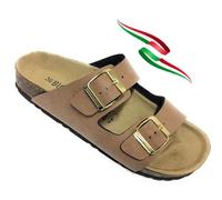 BIOMODEX CIABATTE ciabatte Donna in EcoPelle PRINCESS doppia fibbia 0081 sottopiede in pelle ciabatta aperta made in italy (cognac, Sistema Taglie Calzature EU, Adulto, Donna, Numero, Media, 37)