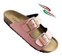 BIOMODEX CIABATTE ciabatte Donna in EcoPelle PRINCESS doppia fibbia 0081 sottopiede in pelle ciabatta aperta made in italy (rosa, Sistema Taglie Calzature EU, Adulto, Donna, Numero, Media, 36)