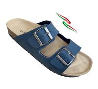 BIOMODEX CIABATTE ciabatte UOMO in EcoPelle doppia fibbia 0081 sottopiede in pelle ciabatta aperta made in italy (blu, Sistema Taglie Calzature EU, Adulto, Numero, Media, 42)