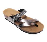 BIOMODEX CIABATTE infradito DONNA in EcoPelle con fibbia e strass 6021 sottopiede in pelle made in italy (titanio antracite, Sistema Taglie Calzature EU, Adulto, Donna, Numero, Media, 38)