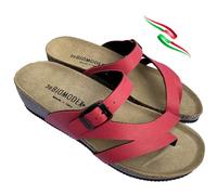 BIOMODEX CIABATTE infradito DONNA in EcoPelle SELLY con fibbia 6021 sottopiede in pelle ciabatta aperta made in italy (rosso, Sistema Taglie Calzature EU, Adulto, Donna, Numero, Media, 37)