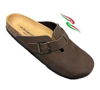 BIOMODEX CIABATTE Sabot unisex in ecopelle con cinturino fibbia regolabili e sottopiede anatomico prodotte in Italia (testa di moro, Sistema Taglie Calzature EU, Adulto, Numero, Media, 39)