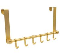 Biomoty Appendiabiti da appendere sopra la porta, 6 ganci per appendere sopra la porta, in alluminio resistente, organizer per porta per asciugamani, cappello, borsa dietro la porta del bagno (oro)