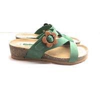 BioNatura 12 A 2038 Ciabatta Fiore Cactus (Verde) Zeppa 3 cm Fascette Acc. Fiore (Numeric_36)