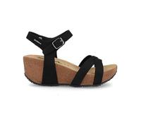 BioNatura - Sandalo con cinturino Donna in pelle Nabuk Nero con Zeppa 24 FREGENE - Made in Italy (numeric_39)