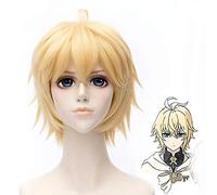 Bionda Breve Coda Diritta Anti Warping Parrucca 30 Cm Serafo dell'Estremità Mikaela Hyakuya Cosplay Parrucca (Singola)