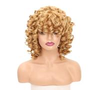 Bionda Riccio Afro Parrucche Breve Kinky Parrucca Riccia con Frangia per le Donne Parrucca Riccia Sintetica Fibra Resistente al Calore Parrucche
