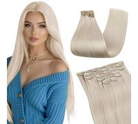 Biondo - Clip per capelli naturali e biondi da 40 cm, 120 grammi, 8 pezzi #60A