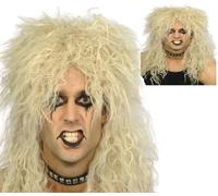 Biondo Rock Star Parrucca Uomo 80s Ricci Punk Biker Celebrità Rocker Costume