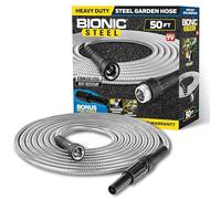 BIONIC STEEL Tubo da giardino in metallo da 50 piedi in acciaio inossidabile 304 - Raccordi in alluminio super resistenti e flessibili, leggeri, resistenti allo schiacciamento, senza pieghe e grovigli