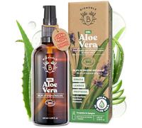 BIONOBLE Gel Aloe Vera Puro Biologico 97% con Olio Essenziale di Lavanda - Idrata e Lenisce - Aloe Vera Gel Puro per Capelli, Crema Pura Viso, Acne, Corpo, Doposole - Bottiglia di Vetro, Pompa - 100ml