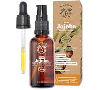 Bionoble Olio di Jojoba Biologico 50ml - 100% Puro, Naturale e Pressato a Freddo - Viso, Corpo, Capelli, Barba, Unghie - Vegan e Cruelty Free - Jojoba Oil - Bottiglia di Vetro + Pipetta + Pompa