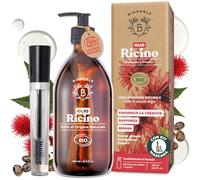 Bionoble Olio di Ricino Biologico 500ml - 100% Puro, Naturale, Pressato a Freddo - Ciglia, Sopracciglia, Capelli, Barba, Unghie - Vegan Castor Oil - Bottiglia di Vetro + Pompa + Kit Mascara