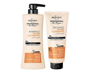 BIOPOINT KIT CAPELLI SUPER NUTRIENTE SHAMPOO 400ML + BALSAMO 400ML | LINEA PROFESSIONAL SALON QUALITY PER CAPELLI SECCHI E SFIBRATI