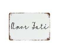 Biopracess Amor Fati, cartello da appendere alla parete, targa in metallo vintage, retrò vintage, poster in metallo, decorazione artistica da parete, 20,3 x 30,5 cm
