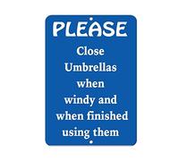 Biopracess Cartello decorativo per cortile con scritta "Please Close Umbrellas When Windy When Finished Using Them", 20,3 x 30,5 cm