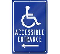 Biopracess Cartello in alluminio per parcheggio con freccia sinistra accessibile per disabili, in metallo pesante, 20,3 x 30,5 cm