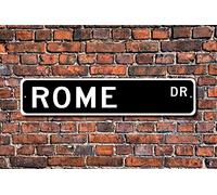 Biopracess Cartello stradale in metallo cartello in metallo Roma Roma Cartello Roma Regalo Roma Visitatore Souvenir Città Italiana Roma Nativo Città Europea Targa da parete Decorazione per la casa